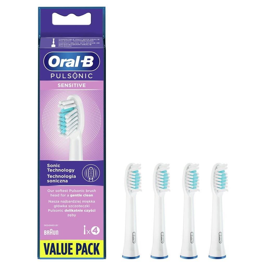 Oral-B Pulsonic Sensitive SR32-4 цена и информация | Elektrinių dantų šepetėlių antgaliai | pigu.lt