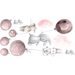 Интерьерная наклейка - Зайцы и розовые воздушные шары цена и информация | Интерьерные наклейки | pigu.lt