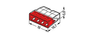 Пружинное соединение для кабеля WAGO 4x2,5mm², 1 шт., 24A, красное цена и информация | Текстильные провода и клеммные колодки | pigu.lt