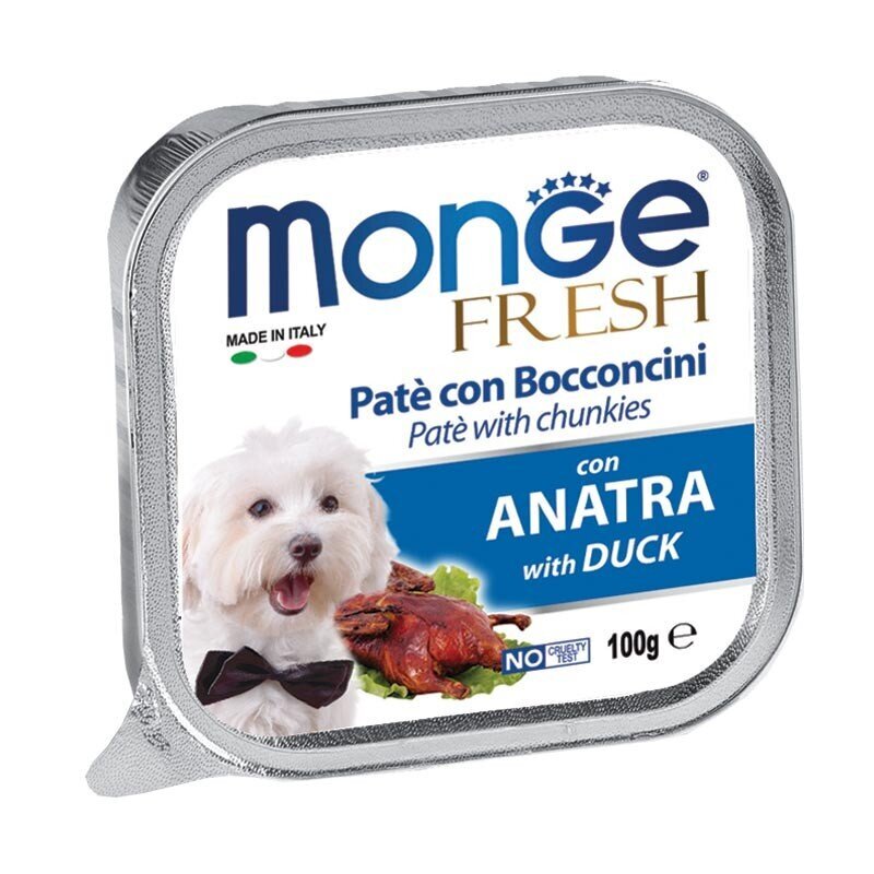 Monge Fresh paštetas su Antienos gabaliukais, suaugusiems šunims 100g kaina ir informacija | Konservai šunims | pigu.lt