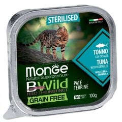 Monge BWild Cat Grain Free Adult для стерилизованных кошек, жареный паштет с тунцом и овощами 100г цена и информация | Консервы для кошек | pigu.lt
