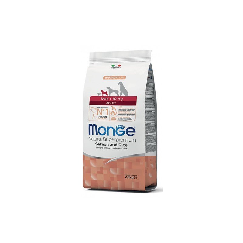 Monge Spec-Line visavertis ėdalas suaugusiems mažų veislių šunims su Lašiša ir Ryžiais 2,5kg kaina ir informacija | Sausas maistas šunims | pigu.lt