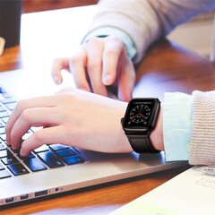 Tech-Protect Leatherfit Apple Watch 4 / 5 / 6 / 7 / 8 / SE / ULTRA (42 / 44 / 45 / 49 мм), черный цена и информация | Аксессуары для смарт-часов и браслетов | pigu.lt