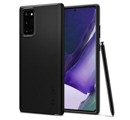 "Spigen Thin Fit Samsung Galaxy Note 20 Black", juodos spalvos, rankinės kaina ir informacija | Telefono dėklai | pigu.lt