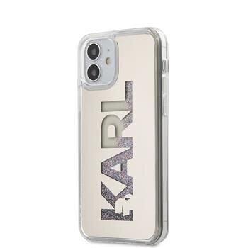 Karl Lagerfeld dėklas, skirtas iPhone 12 5.4'' Liquid Glitter Multi Mirror Cover Silver kaina ir informacija | Telefono dėklai | pigu.lt