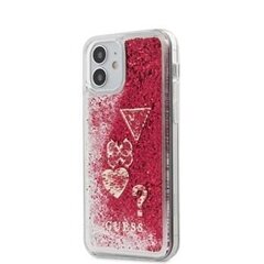 Guess Liquid Glitter Charms Cover Rapsberry, skirtas iPhone 12 Mini, 5.4'' kaina ir informacija | Telefono dėklai | pigu.lt
