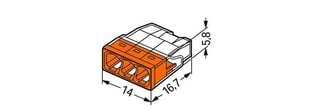 Пружинное соединение для кабеля WAGO 3x2,5mm², 100 шт., 24A, оранжевое цена и информация | Текстильные провода и клеммные колодки | pigu.lt