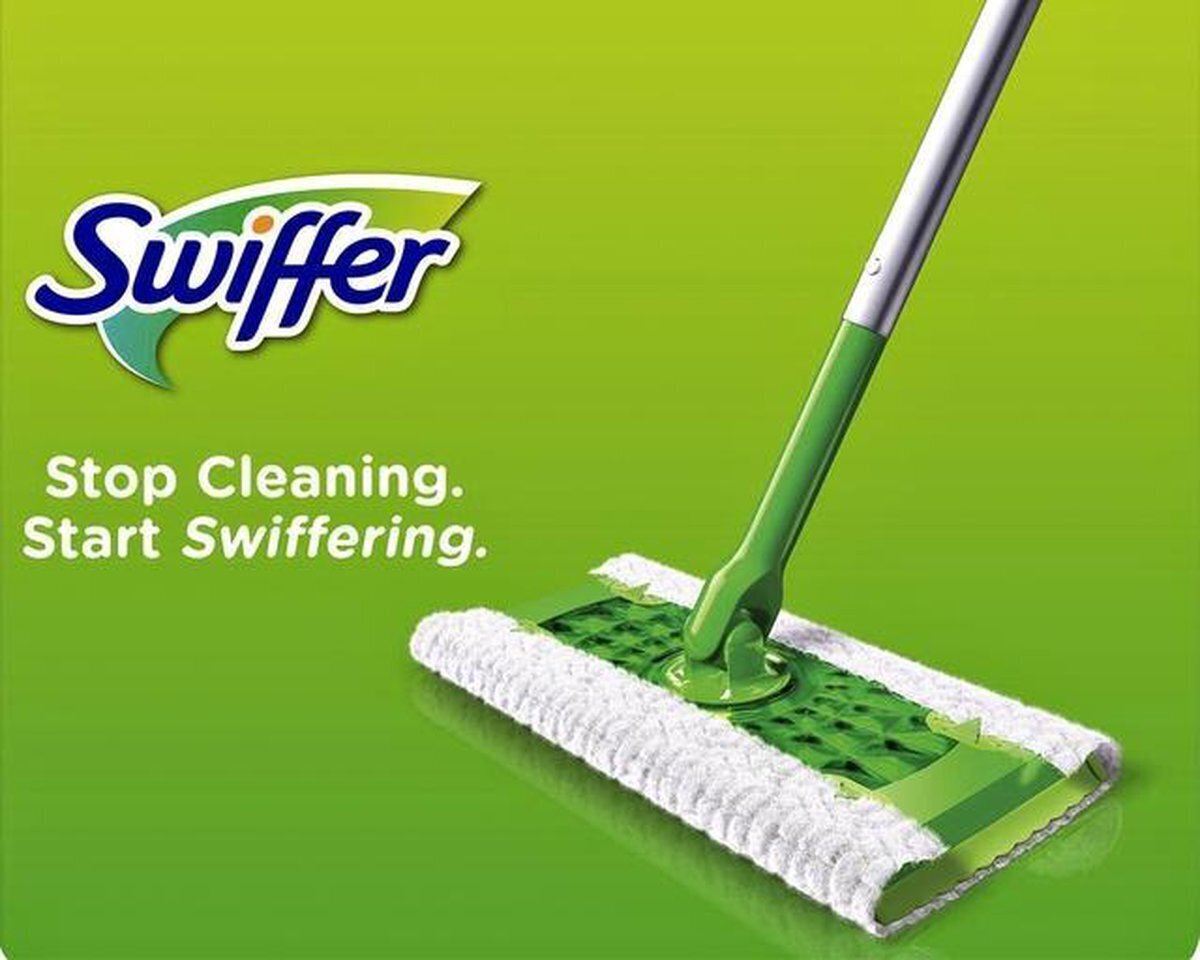 Grindų šepetys "Swiffer" + 8 šluostes (124cm) kaina ir informacija | Valymo reikmenys ir priedai | pigu.lt