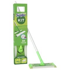 Grindų šepetys "Swiffer" + 8 šluostes (124cm) kaina ir informacija | Valymo reikmenys ir priedai | pigu.lt