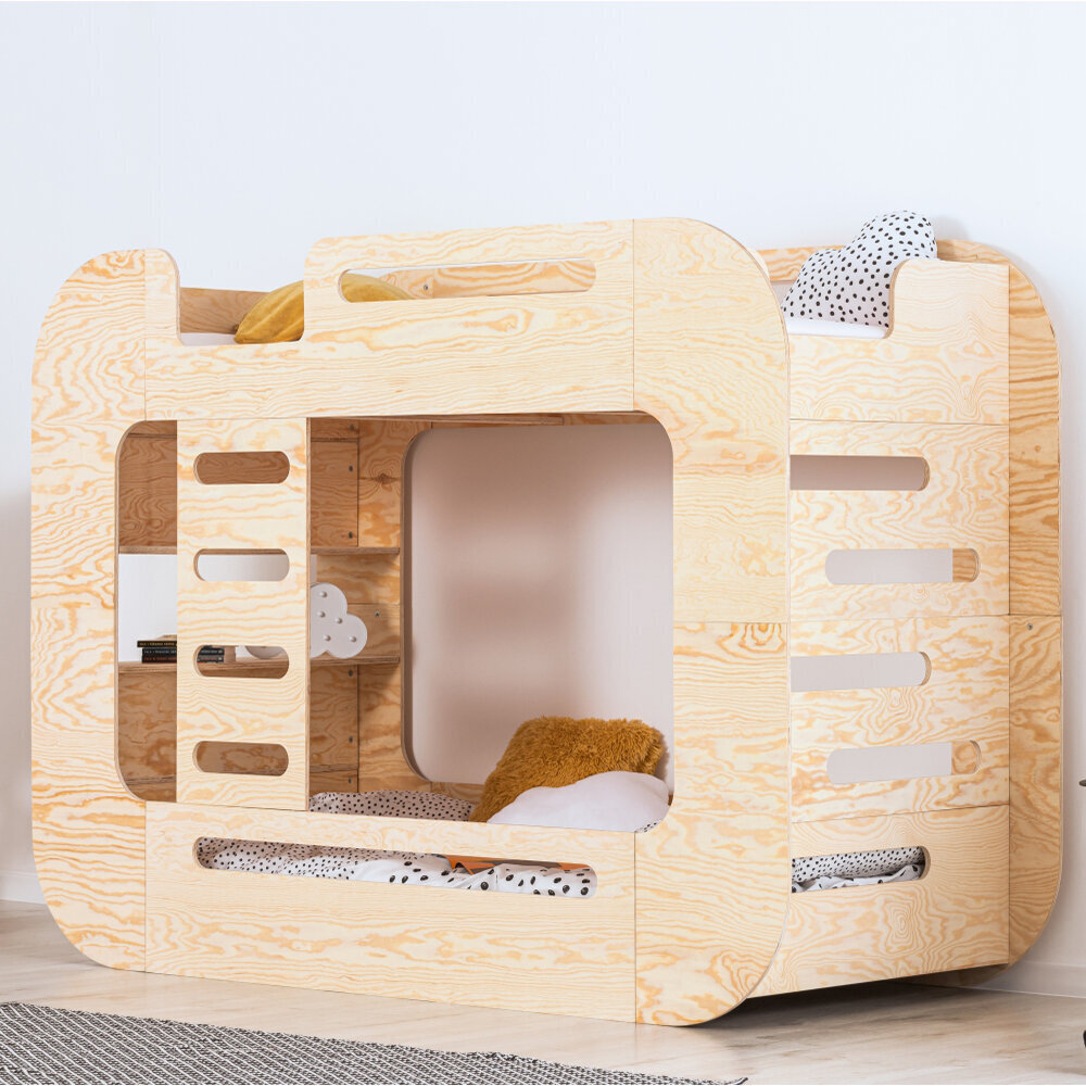 Dviaukštė lova Selsey Batria vaikiškas namelis 80 x 200 cm, ruda kaina ir informacija | Lovos | pigu.lt