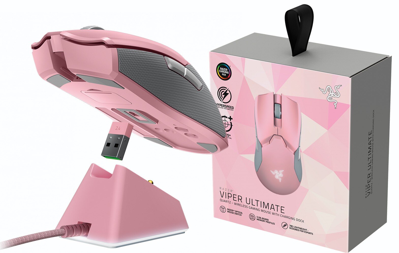 Razer Viper Ultimate, rožinė kaina ir informacija | Pelės | pigu.lt