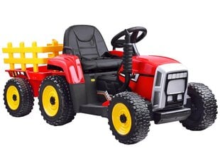 Большой электрический трактор с прицепом, красный цена и информация | Электромобили для детей | pigu.lt