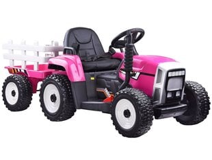 Didelis elektrinis traktorius su priekaba, rožinis kaina ir informacija | Elektromobiliai vaikams | pigu.lt