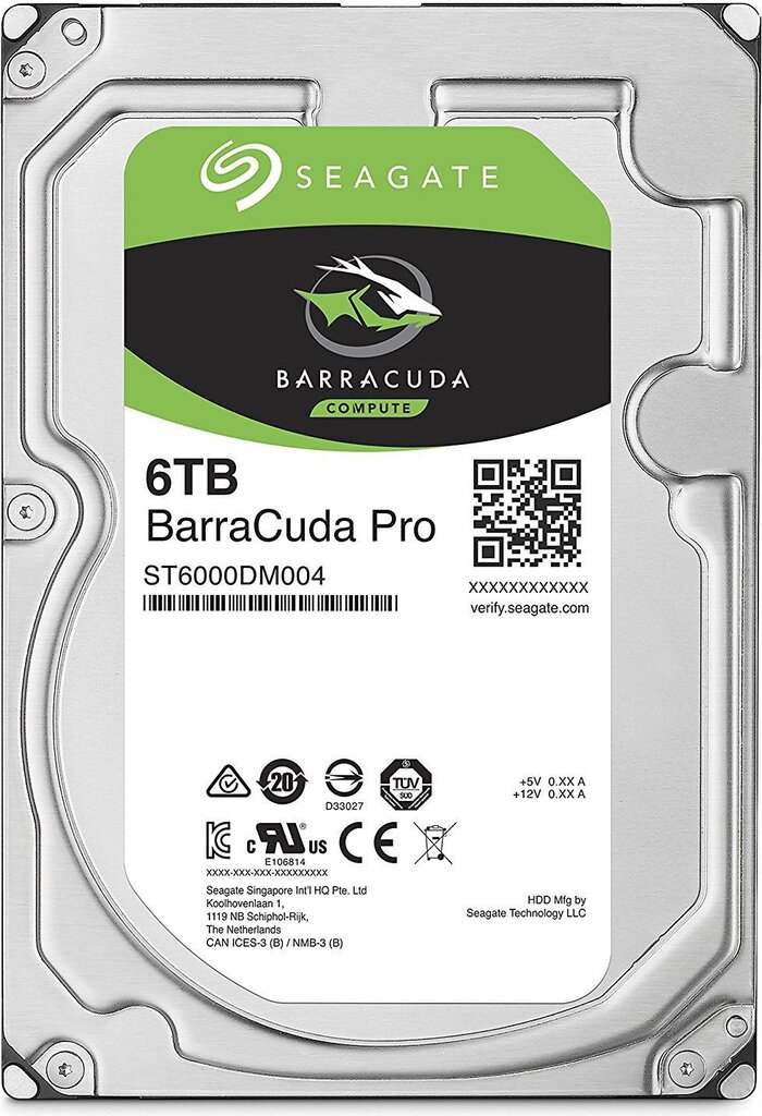 Seagate BarraCuda Pro 6TB 6Gb/s SATA (ST6000DM004) kaina ir informacija | Vidiniai kietieji diskai (HDD, SSD, Hybrid) | pigu.lt