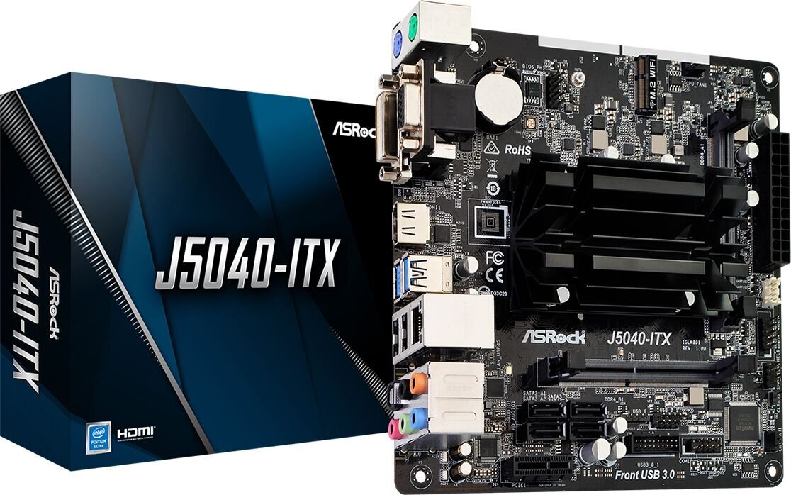 ASRock J5040-ITX, Mini ITX, DDR4 (90-MXBCD0-A0UAYZ) kaina ir informacija | Pagrindinės plokštės | pigu.lt