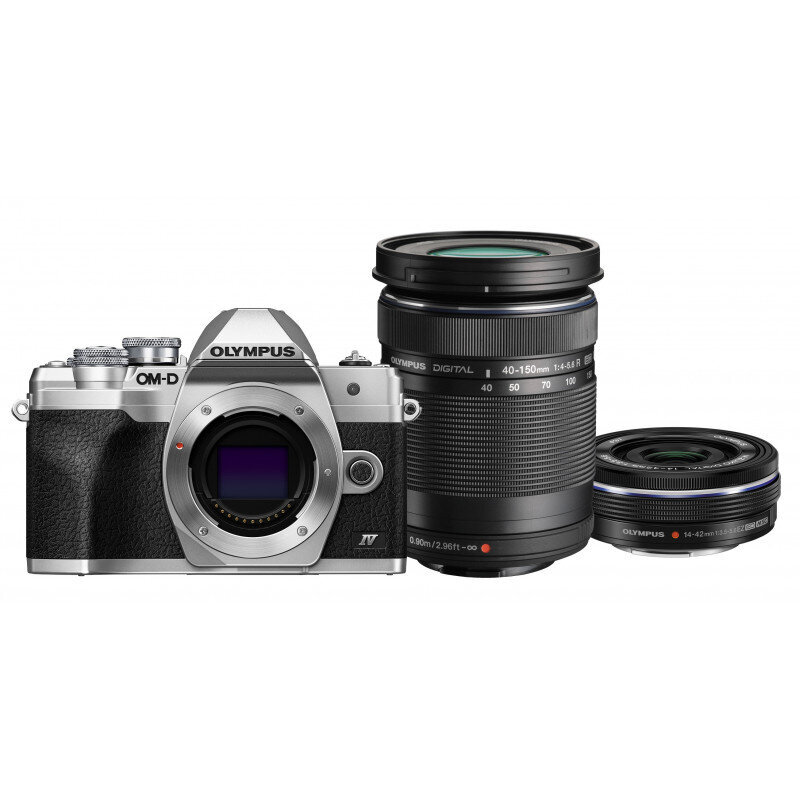 Olympus OM-D E‑M10 Mark IV + ED 14-42mm + ED 40-150mm Zilver цена и информация | Skaitmeniniai fotoaparatai | pigu.lt