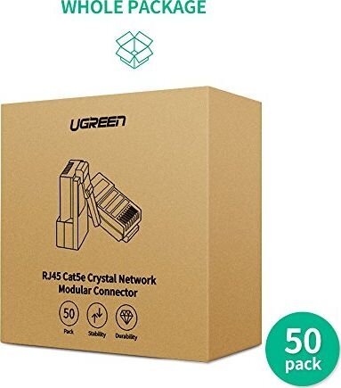 Ugreen NW110 tinklo laidų kištukai RJ45, 8P/8C, Cat.5/5e, UTP, 50 vnt. kaina ir informacija | Kabeliai ir laidai | pigu.lt