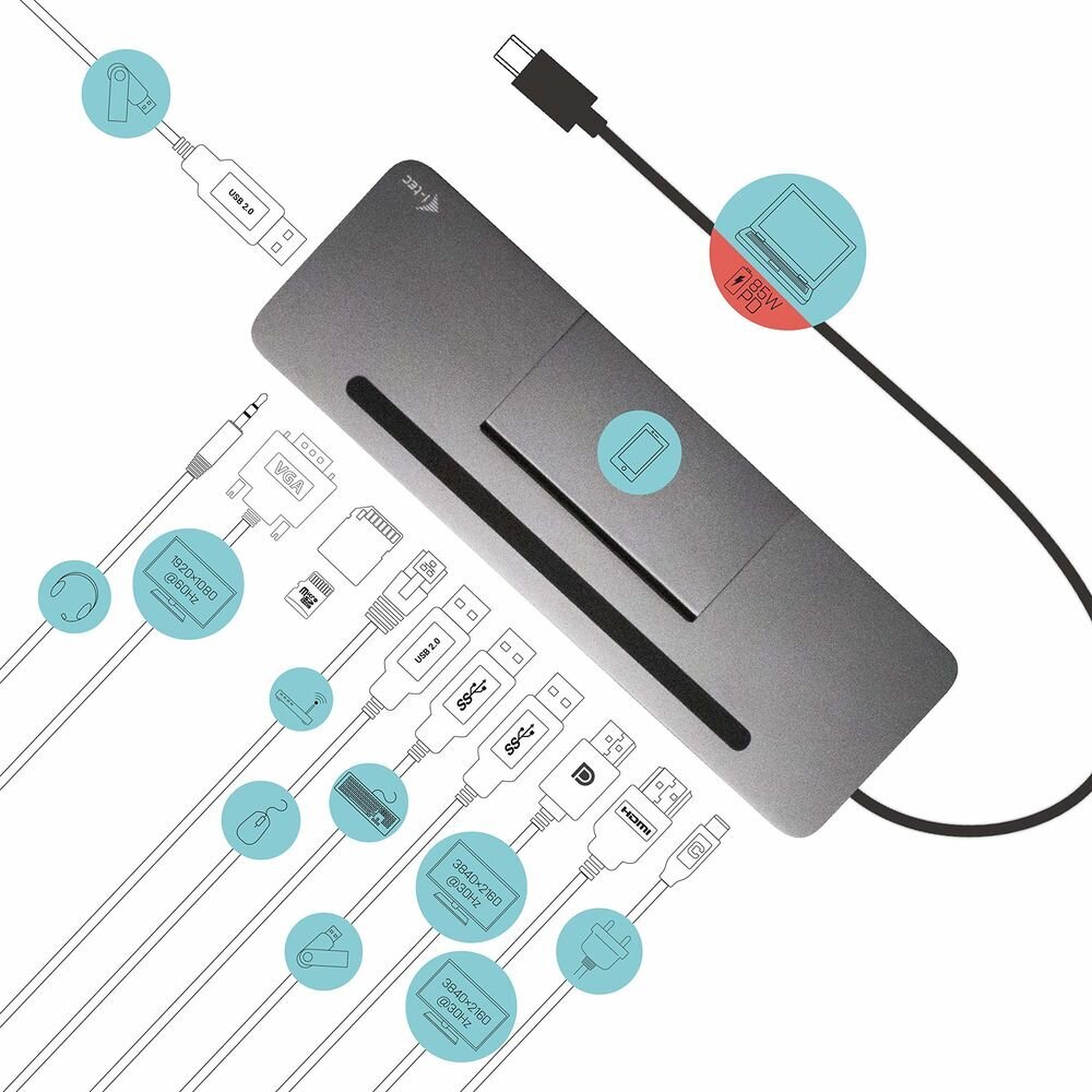 i-Tec C31FLATDOCKPDPRO kaina ir informacija | Adapteriai, USB šakotuvai | pigu.lt