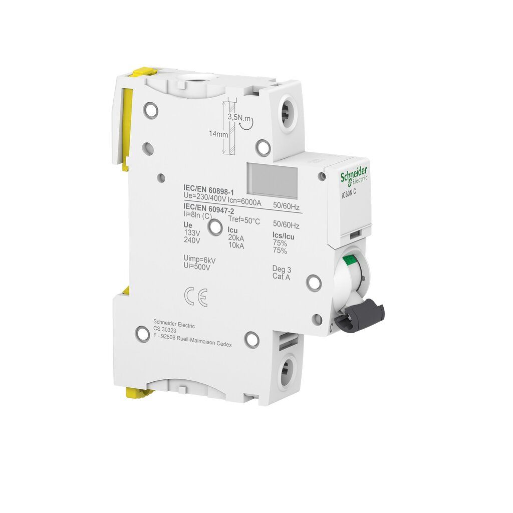 Modulinis automatinis jungiklis Schneider Electric Acti9 iC60N, 1P 16A C 6kA kaina ir informacija | Elektros jungikliai, rozetės | pigu.lt