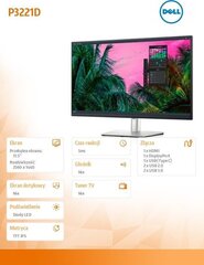 Dell P3221D kaina ir informacija | Dell Monitoriai kompiuteriams ir laikikliai | pigu.lt