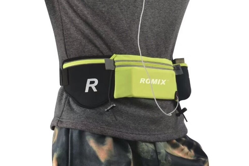 Sportinis telefono laikiklis / dėklas ant juosmens "ROMIX RH42" tinka sportui, turizmui, žvejybai, poilsiui, 3 skyrių, juoda/salotinė kaina ir informacija | Krepšiai, telefonų laikikliai | pigu.lt