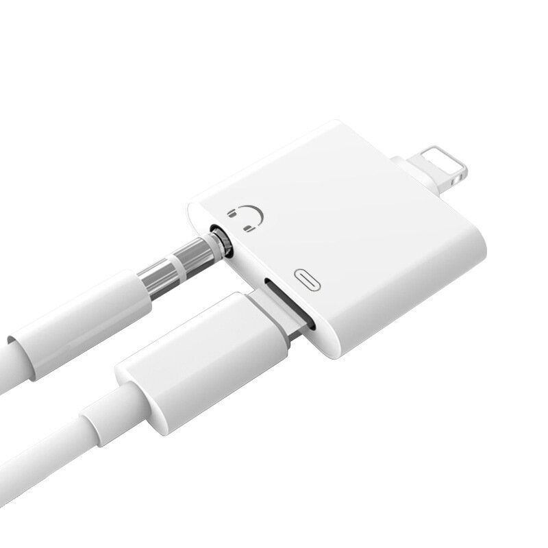 Adapteris ADP15 iš Lightning į Lightning + 3,5mm baltas kaina ir informacija | Adapteriai, USB šakotuvai | pigu.lt