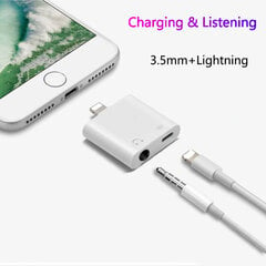 Adapteris ADP15 iš Lightning į Lightning + 3,5mm baltas kaina ir informacija | Adapteriai, USB šakotuvai | pigu.lt