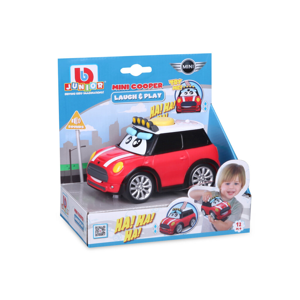 Žaislinis automobilis Bburago Junior Mini Cooper Laugh & Play, 16-81205 kaina ir informacija | Žaislai kūdikiams | pigu.lt