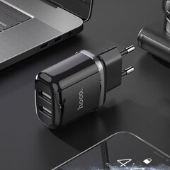 Зарядное устройство бытовое Hoco N4 с двумя разъемами USB (2.4A), черное цена и информация | Зарядные устройства для телефонов | pigu.lt