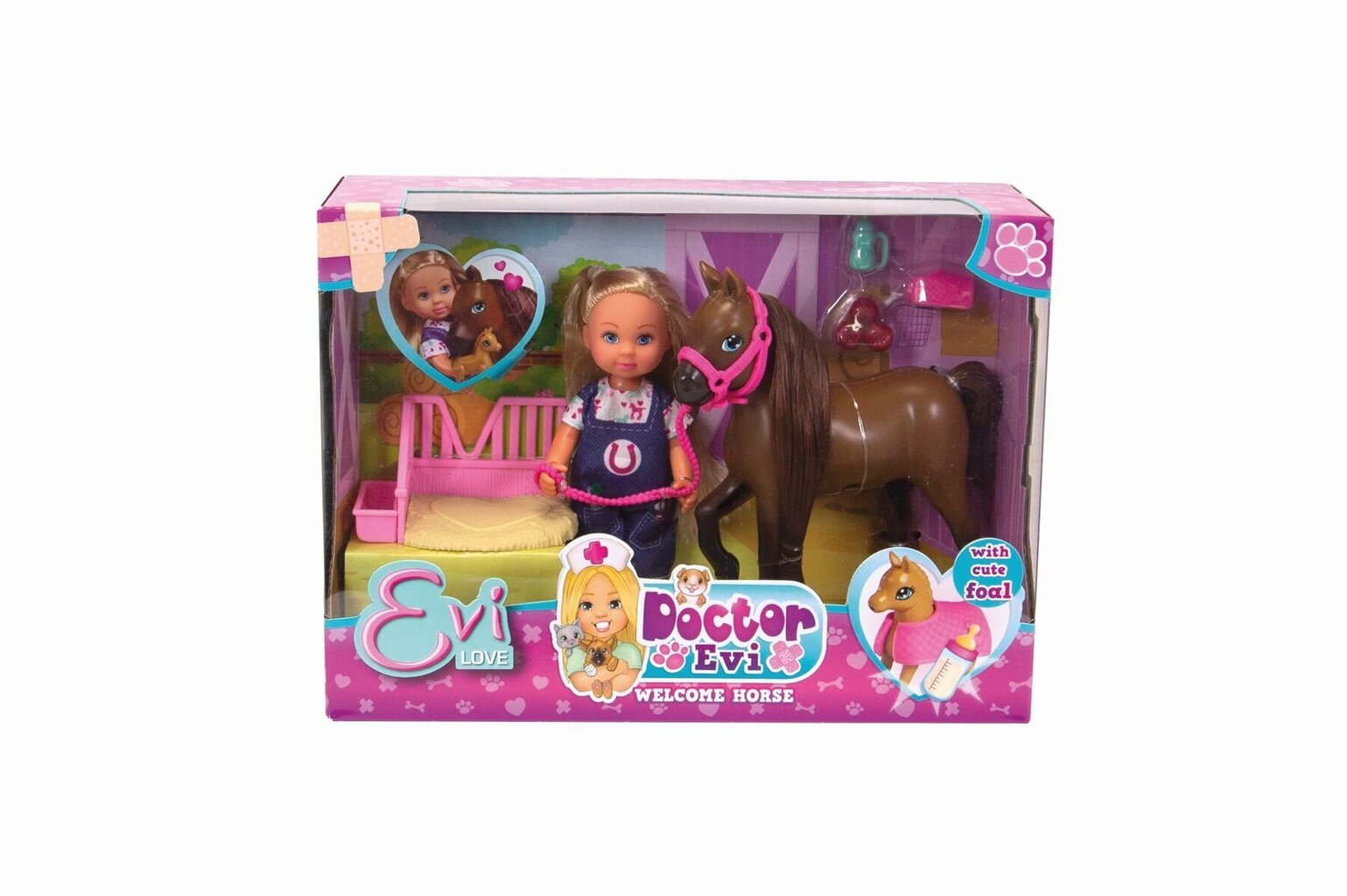 Lėlė Evi veterinarė su arkliukais Simba Evi Love, 105733487038 kaina ir informacija | Žaislai mergaitėms | pigu.lt