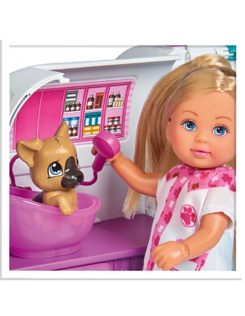 Lėlė veterinarė Evi su transformuojama greitosios pagalbos mašina Simba Evi Love цена и информация | Žaislai mergaitėms | pigu.lt