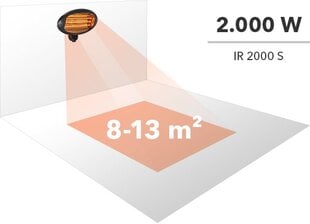 Кварцевый инфракрасный обогреватель Trotec IR 2000 S цена и информация | Обогреватели | pigu.lt