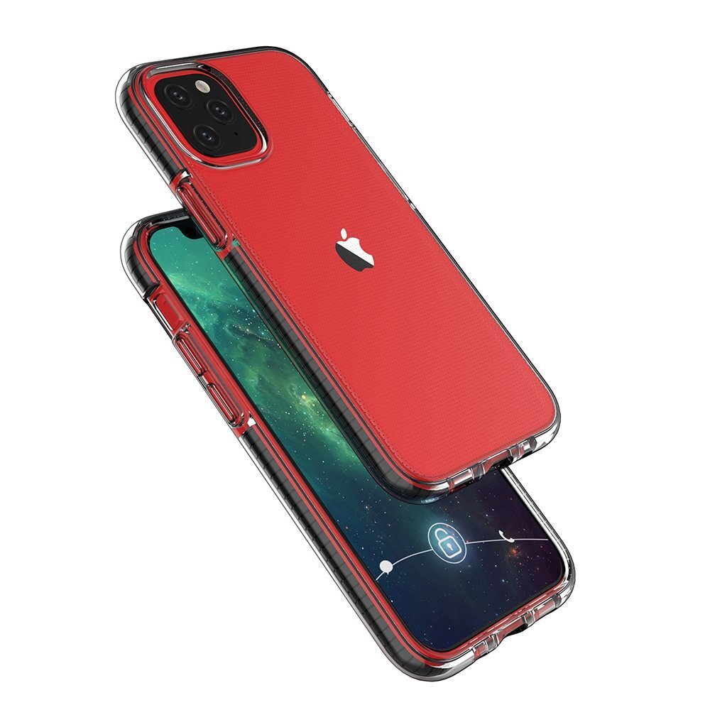 Spring Case clear TPU gel protective cover with colorful frame for iPhone 12 Pro / iPhone 12 mint kaina ir informacija | Telefono dėklai | pigu.lt