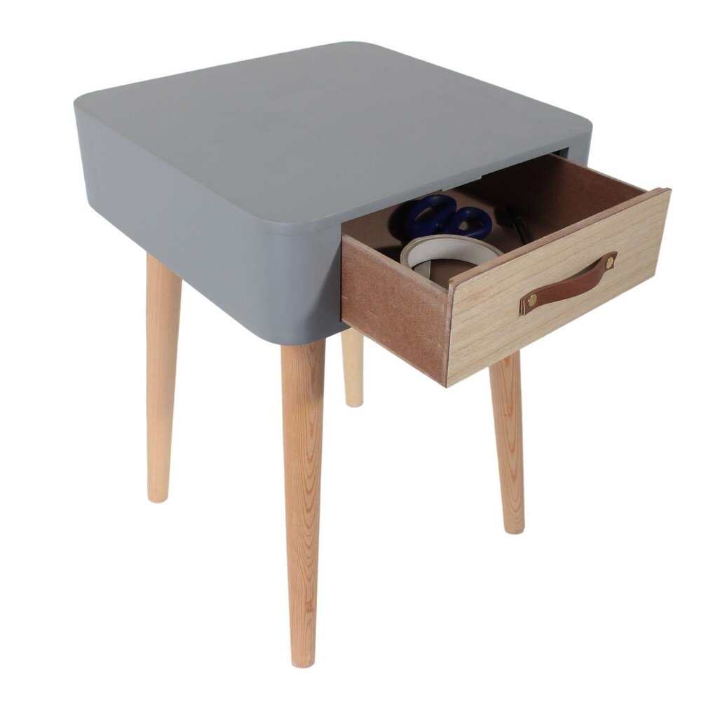 Naktinis staliukas su stalčiuku 48x35cm, pilkas kaina ir informacija | Kavos staliukai | pigu.lt