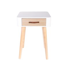 Baltas kvadratinis naktinis staliukas su stalčiuku 48x35cm цена и информация | Журнальные столики | pigu.lt