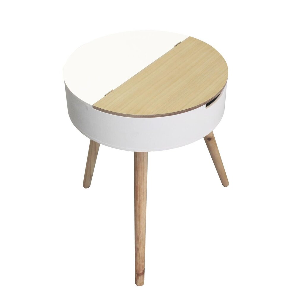 Apvalus šoninis staliukas - daiktadėžė medinėmis kojomis 57.5cm kaina ir informacija | Kavos staliukai | pigu.lt