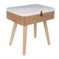 Stačiakampis naktinis staliukas / daiktadėžė su medinėmis kojomis 57,5cm, baltas kaina ir informacija | Kavos staliukai | pigu.lt