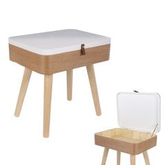 Прямоугольный ночной столик / ящик для хранения на деревянных ножках 57,5см, белый цена и информация | Журнальные столики | pigu.lt