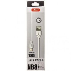XO cable NB8 USB - Lightning 1,0 m 2,1A, baltas kaina ir informacija | Laidai telefonams | pigu.lt