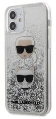 Чехол для телефона Karl Lagerfeld KLHCP12SKCGLSL Liquid Glitter 2 Heads для Apple iPhone 12 Mini, серебристый цена и информация | Чехлы для телефонов | pigu.lt