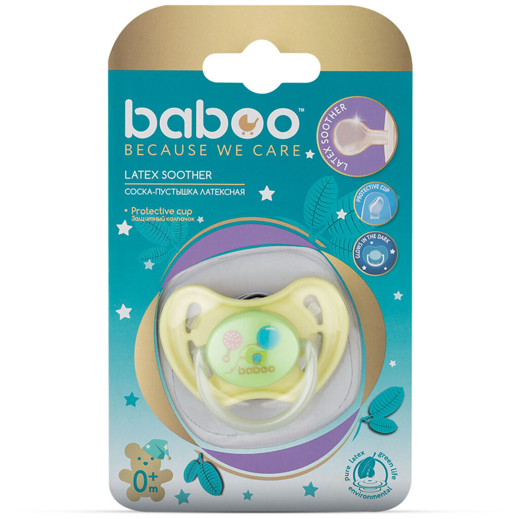 Baboo lateksinis apvalus naktinis čiulptukas, 0+ mėn, Baby Shower kaina ir informacija | Čiulptukai | pigu.lt