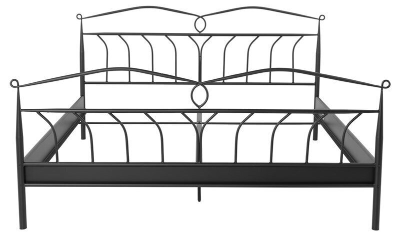 Metalinė lova Actona Line 180x200 cm, juoda kaina ir informacija | Lovos | pigu.lt