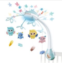 Muzikinė karuselė su naktine lempa ir lovelės varpeliais, mėlyna OC126 kaina ir informacija | Žaislai kūdikiams | pigu.lt