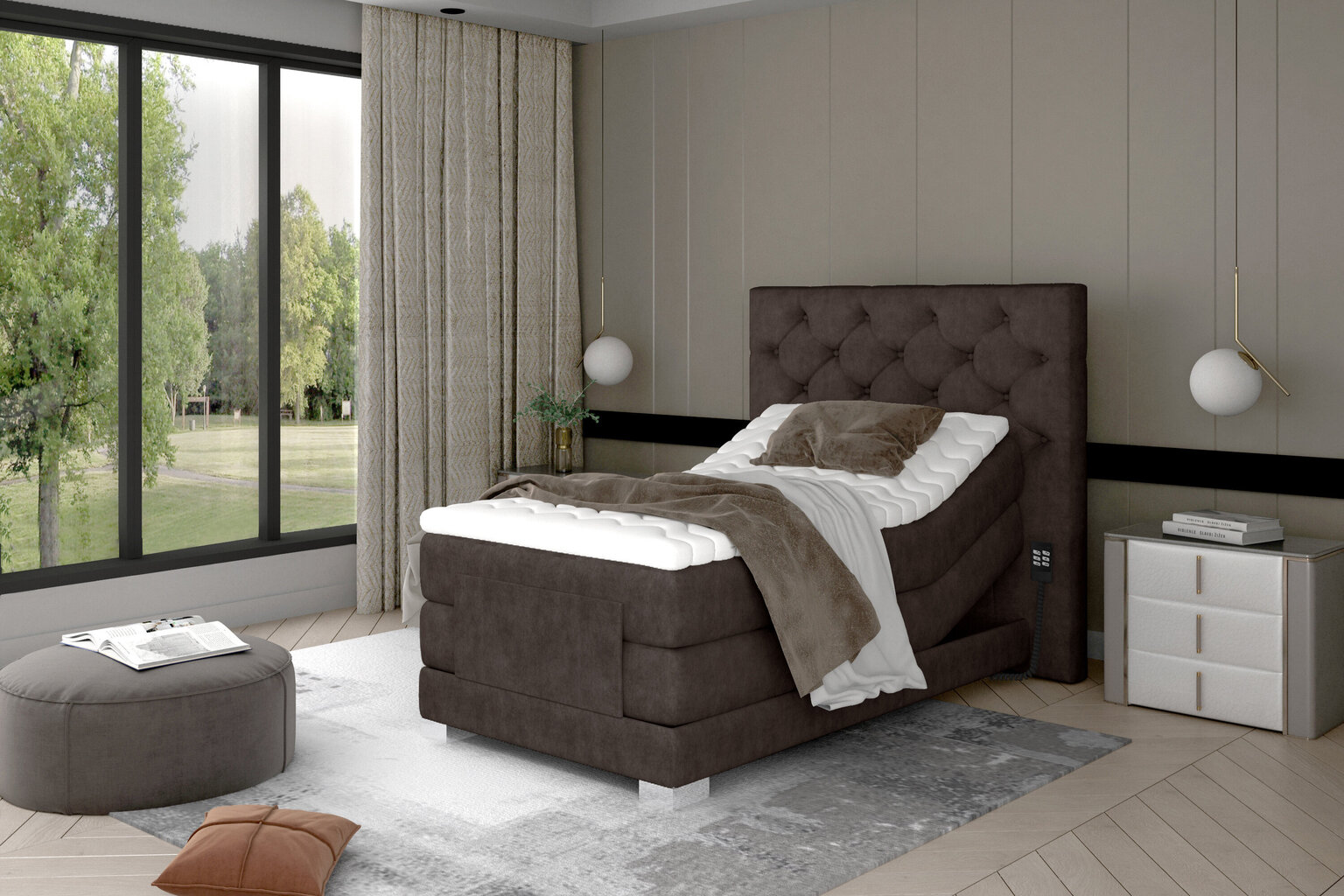 Elektrinė lova NORE Clover 02, 90x200, ruda kaina ir informacija | Lovos | pigu.lt