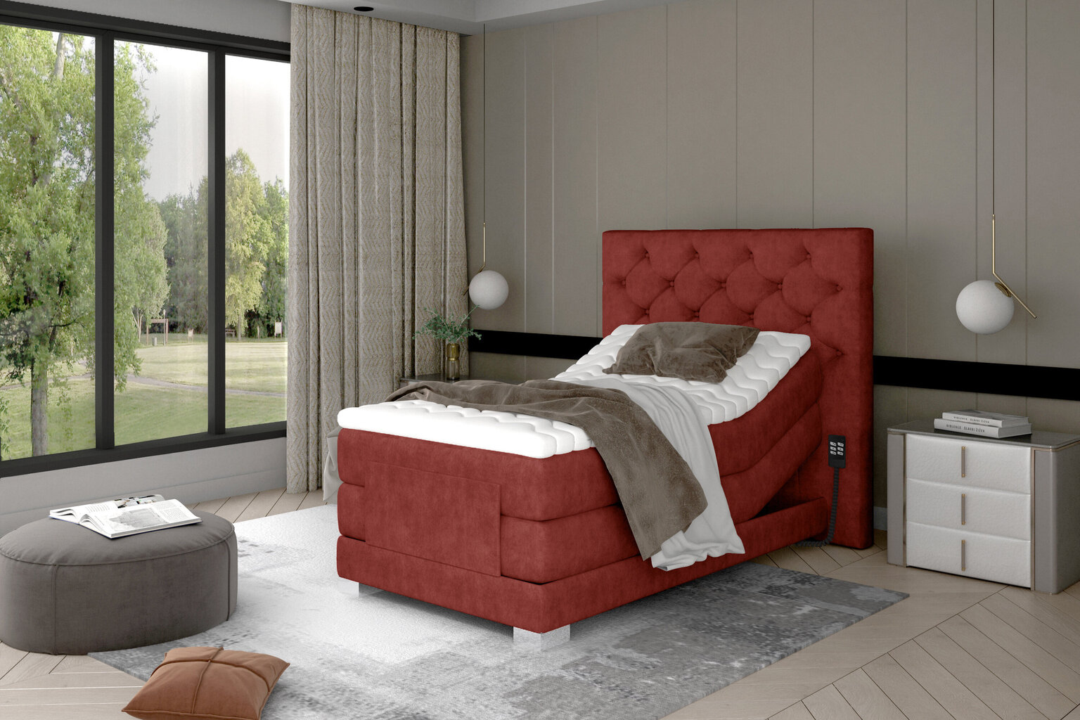 Elektrinė lova NORE Clover 03, 90x200, ruda kaina ir informacija | Lovos | pigu.lt