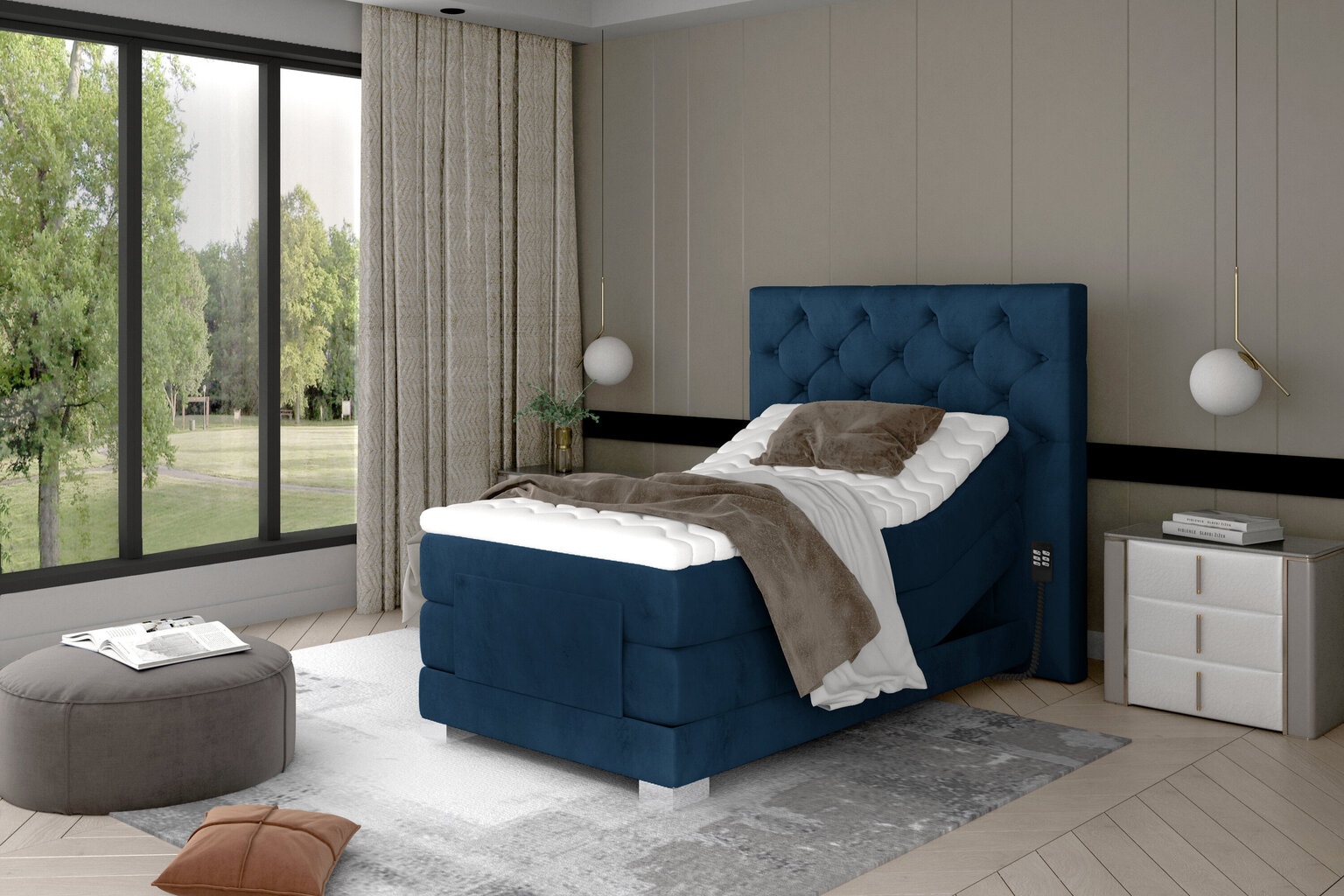 Elektrinė lova NORE Clover 12, 90x200, mėlyna цена и информация | Lovos | pigu.lt