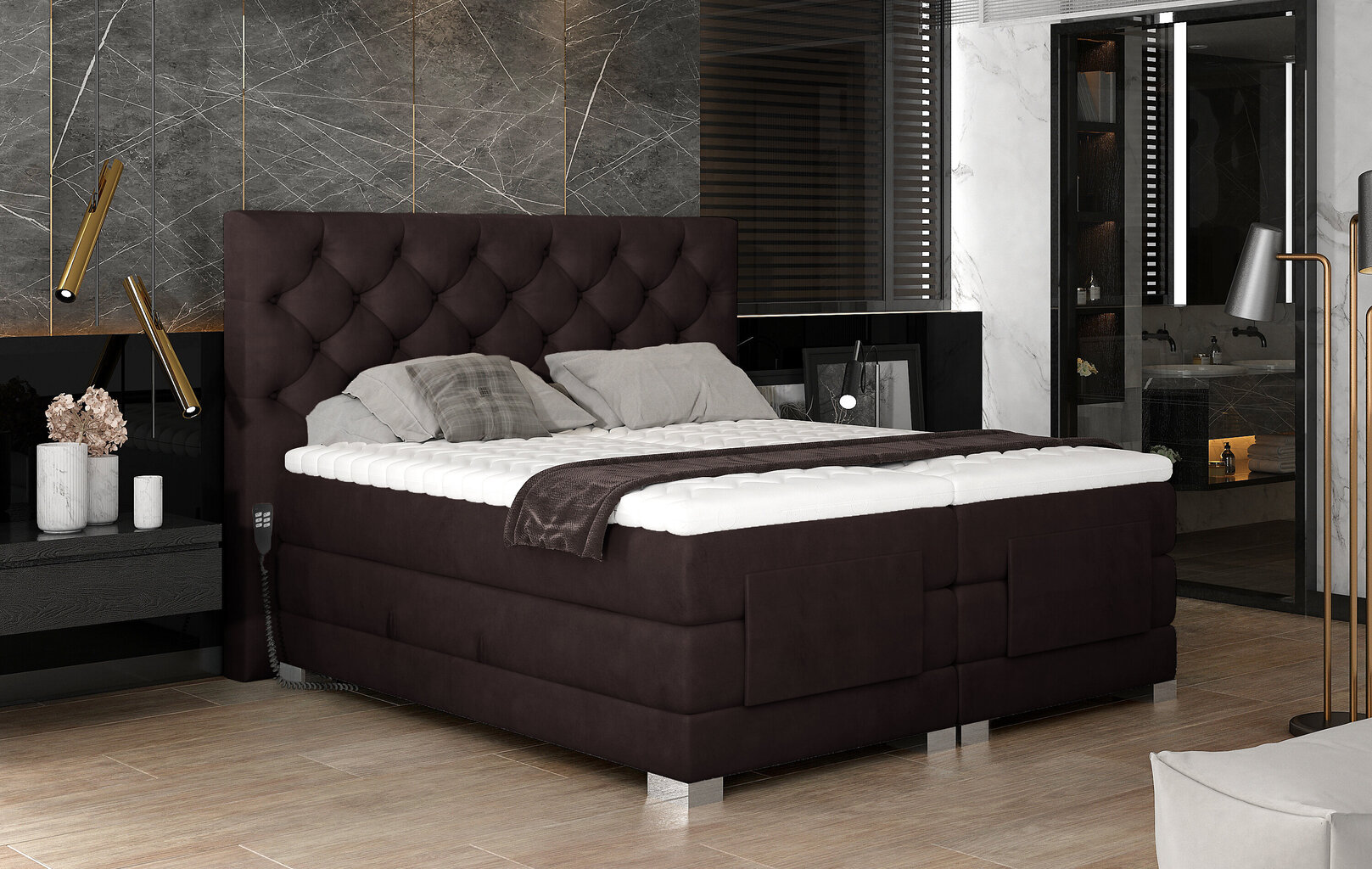 Elektrinė lova NORE Clover 09, 140x200, ruda kaina ir informacija | Lovos | pigu.lt
