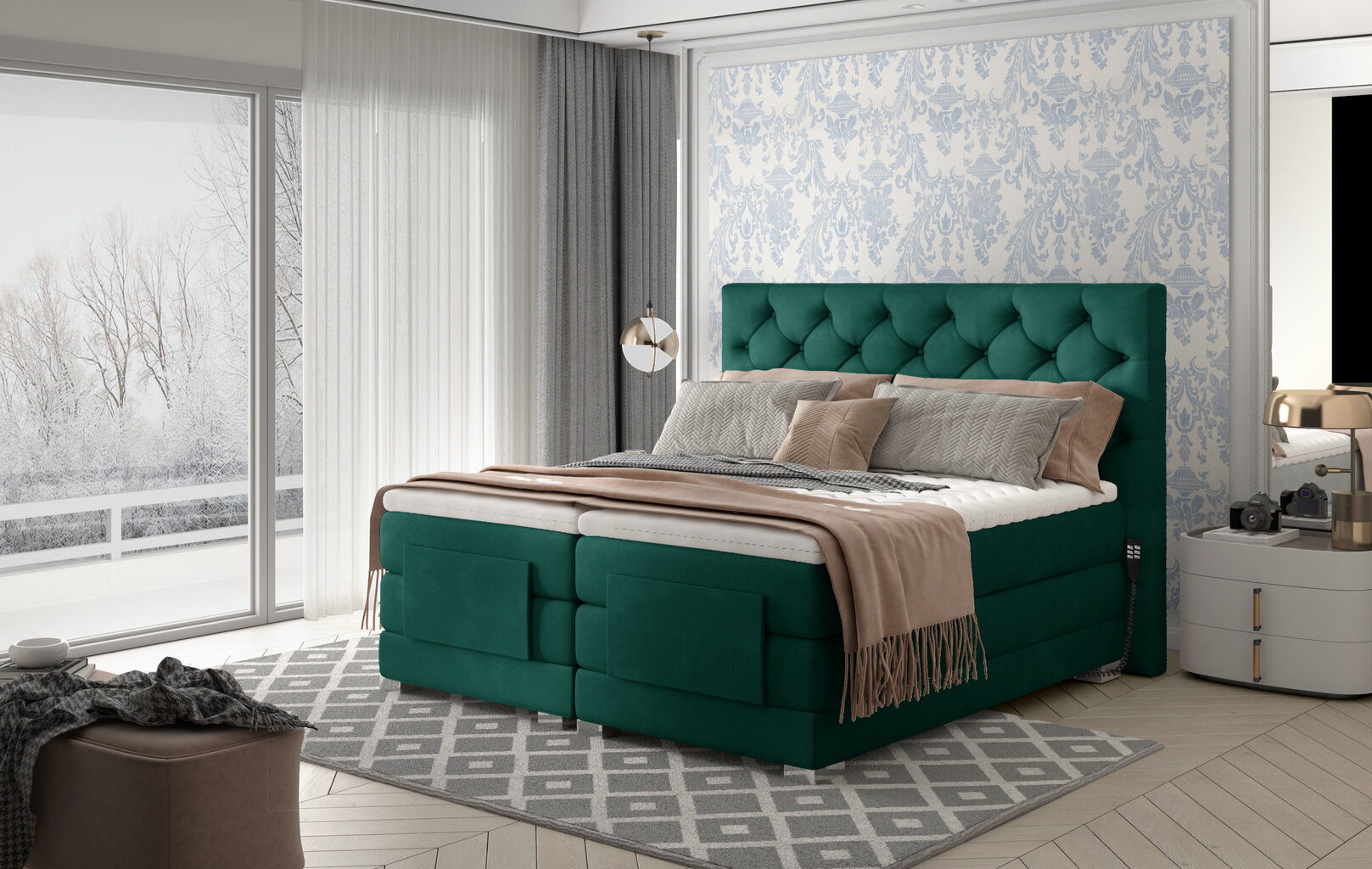 Elektrinė lova NORE Clover 10, 140x200, žalia kaina ir informacija | Lovos | pigu.lt