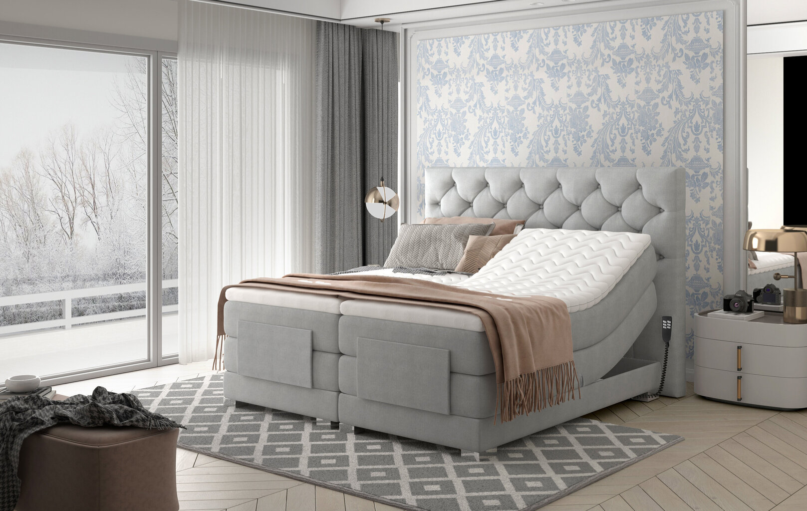 Elektrinė lova NORE Clover 14, 140x200, rožinė kaina ir informacija | Lovos | pigu.lt