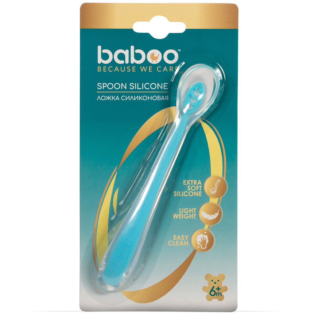 Baboo silikoninis šaukštelis, 6+ mėn, mėlyna kaina ir informacija | Kūdikių indai, indeliai pienui ir įrankiai | pigu.lt